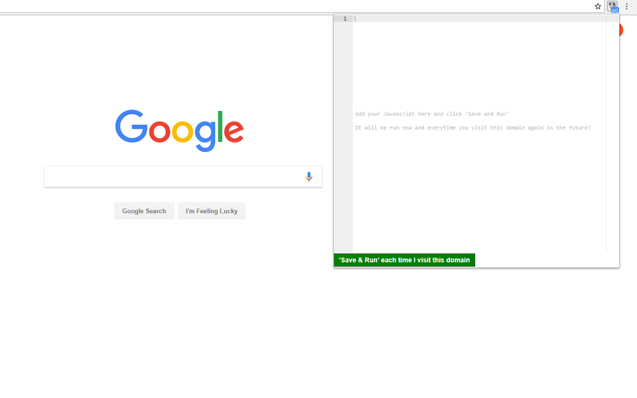 Run JavaScript Chrome Extension - code editor with script management sidebar