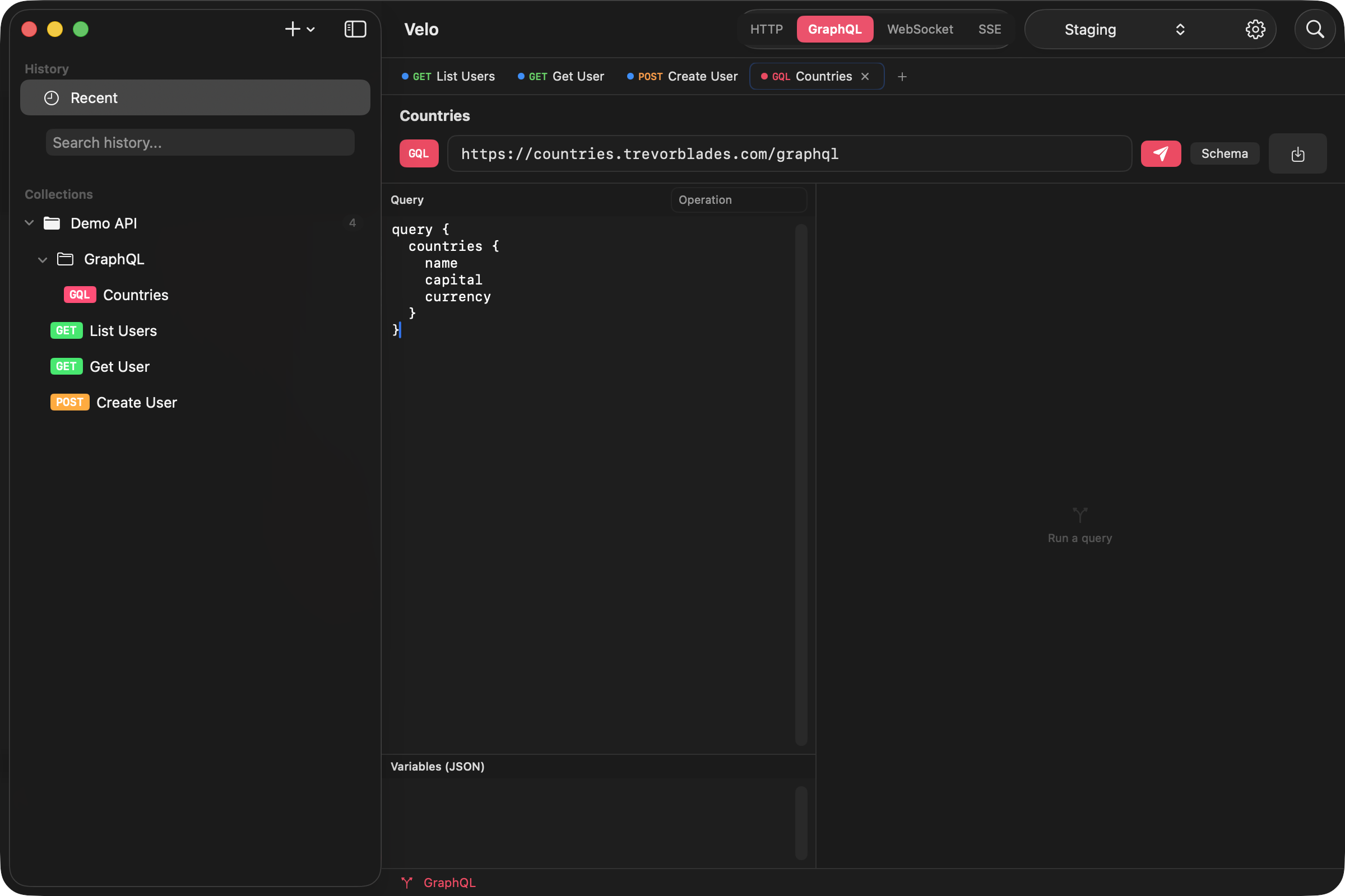 Velo GraphQL editor